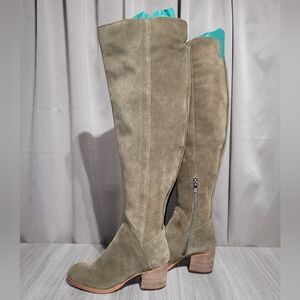 Marc Fisher Elanie Over the Knee High Olive Suede Leather Wide-Calf Boots Sz 6